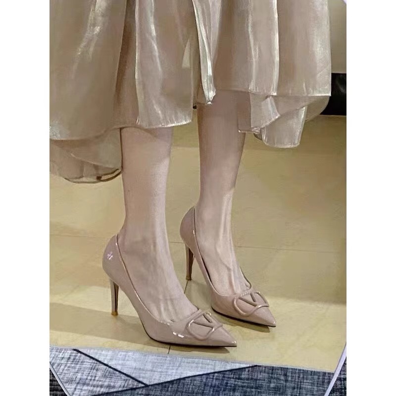 Pointed Toe V-Strap High Heels for Women 2024 Summer New French Niche Design Nude Color Stunning Sexy Single Shoes for Women