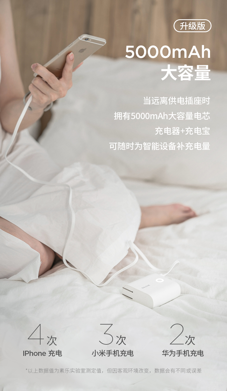 Solove Su Lok Po + sạc di động sạc du lịch kết hợp Mini 5000 mA với cắm sạc đầu thông minh nhanh phí điện thoại di động phổ biến điện thoại di động máy bay của Apple có thể mất X8P - Ngân hàng điện thoại di động sạc dự phòng 40000mah