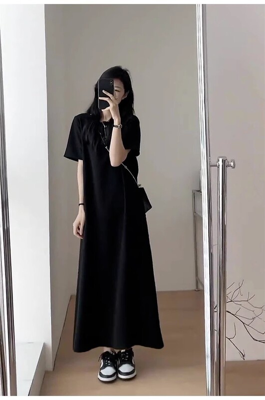 Tall Women's Early Summer 170 French Maxi Skirt to Ankle 175 Loose Large Size Slimming Look Niche Dress