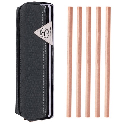 【得力】品质布料笔袋+铅笔5支