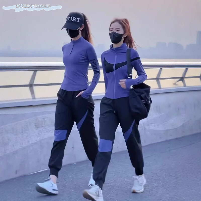 German Fashion Sports Suit for Women 2026 Spring and Summer Outdoor Wear Running Fitness Quick-Drying Top and Sweatpants Two-Piece Set for Women