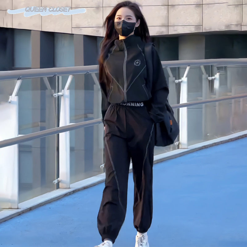 German Casual Sports Suit for Women 2025 New Spring and Autumn Fashionable and Stylish Running Sportswear Two-Piece Set Slimming