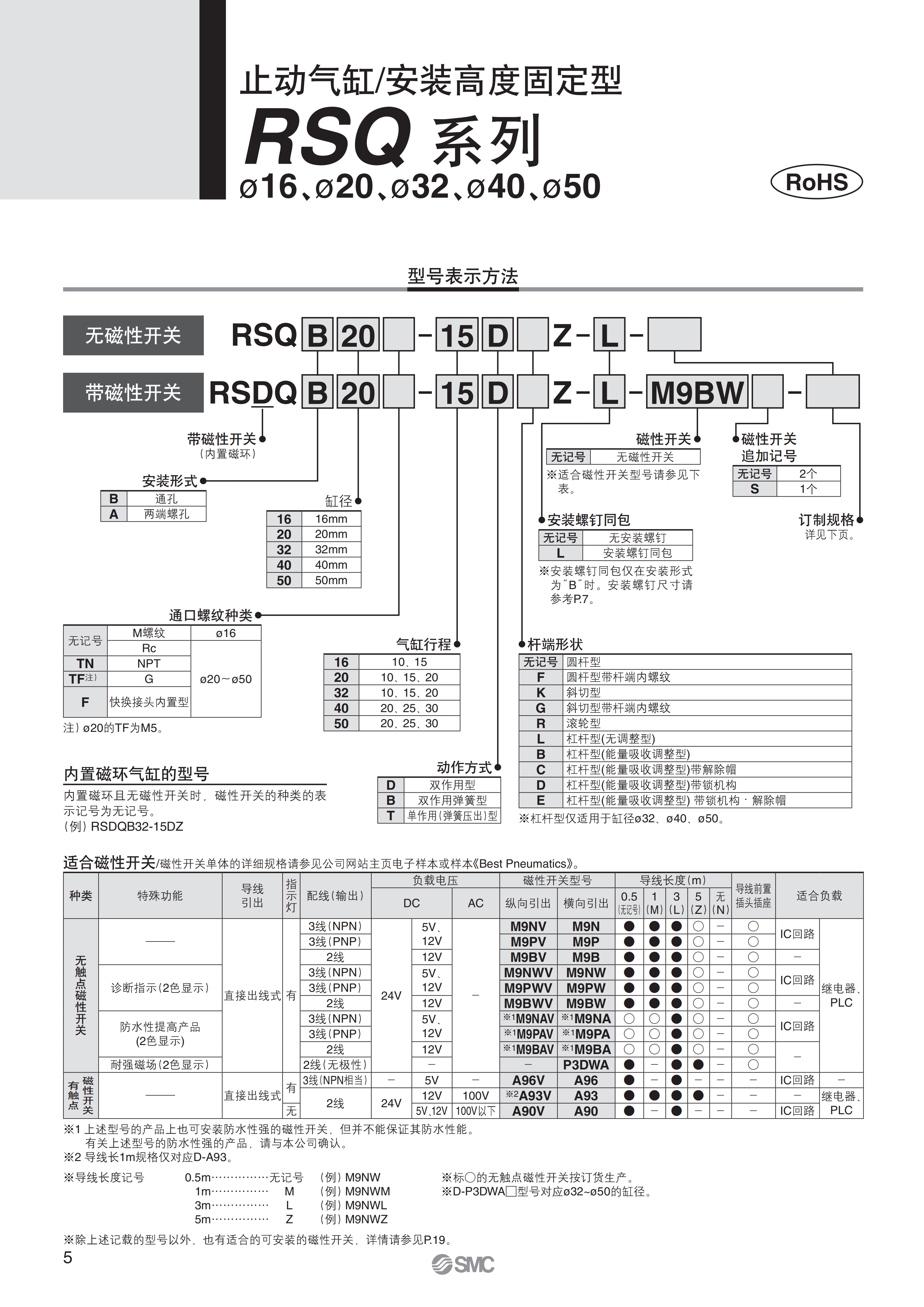 Цилиндр smc阻挡止动气缸rsdqb/rsdqa12/16/20-10-15-20 d b t f k g r z