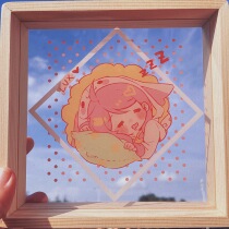 Replaceable drawing sheet-Wood frame Painter pyjamas Guardians cute log-made photo-frame painting desktop hem