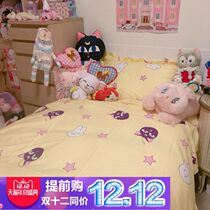 (one) Beauty and less female warrior bed linen student Dormitory All-cotton Bed adorable teenage girl with four sets of little bunny