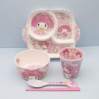 Children's new tableware melody set anti-scald baby cartoon special rice bowl student dinner plate cute home