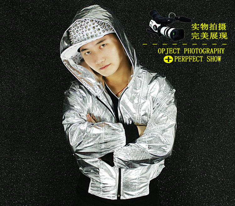 Trang phục nhảy hip-hop hip-hop trang phục áo khoác HIPHOP nhóm hip-hop sáng bóng màu kim loại nam và nữ váy trẻ em hàn quốc