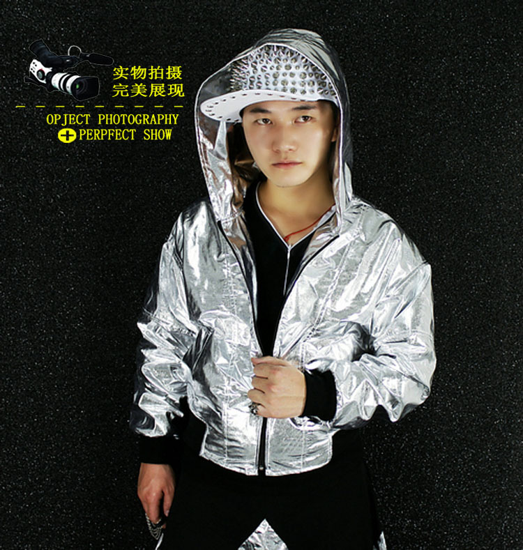 Trang phục nhảy hip-hop hip-hop trang phục áo khoác HIPHOP nhóm hip-hop sáng bóng màu kim loại nam và nữ váy trẻ em hàn quốc