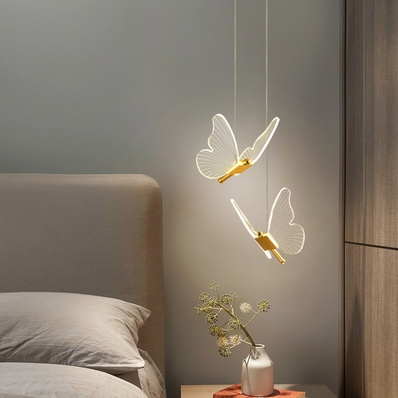 Bedroom Bedside Wrought Iron Chandelier Light Luxury Creative Personality Butterfly Pendant Light Villa Staircase Hallway Living Room Children's Light Bedroom Bedside Wrought Iron Chandelier Light Luxury Creative Personality Butterfly Pendant Light Villa Staircase Hallway Living Room Children's Light