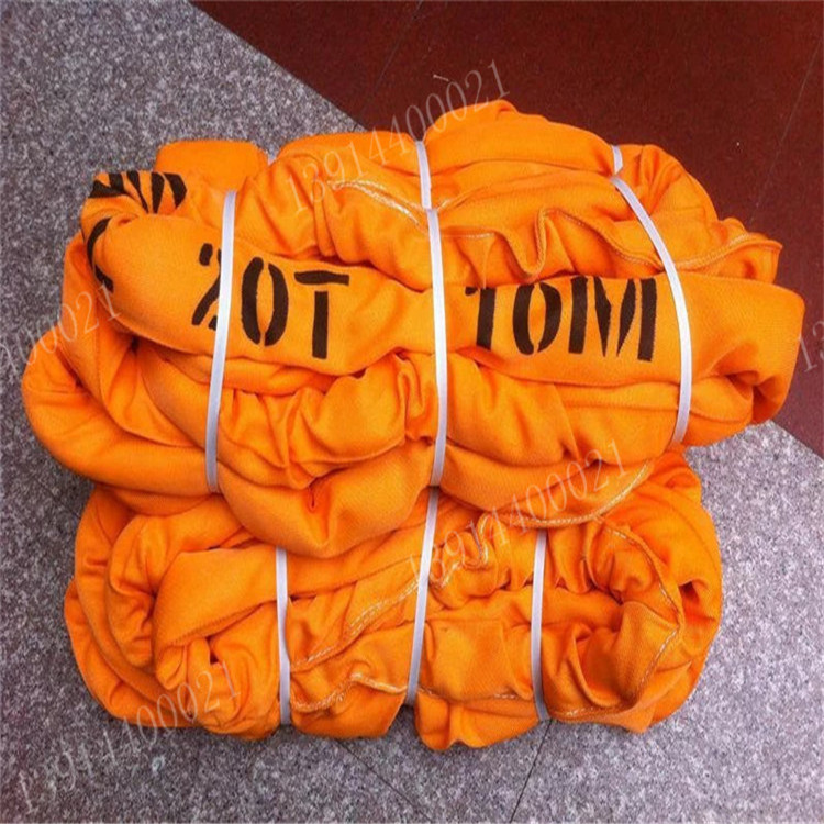 Flexible high-strength hanger with round belt flexible two ends buckle harness ring lifting harness 20 ton