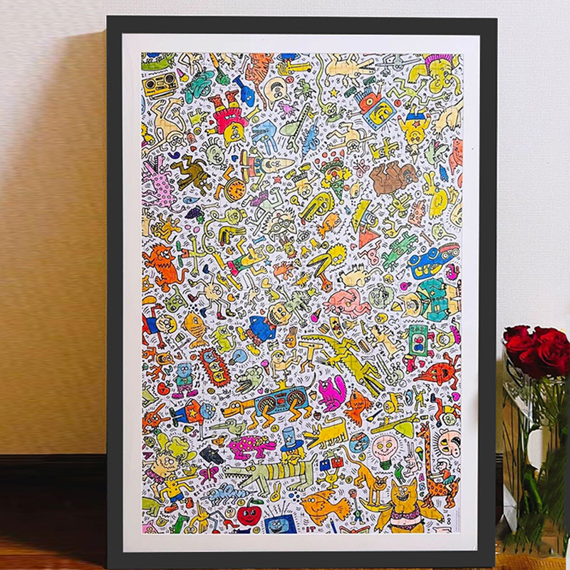 Keith Haring 500-Piece Puzzle Photo Frame 92X62Cm Narrow Edge Aluminum Alloy Simple Modern Cardboard Blank Frame for Mounting Keith Haring 500-Piece Puzzle Photo Frame 92X62Cm Narrow Edge Aluminum Alloy Simple Modern Cardboard Blank Frame for Mounting