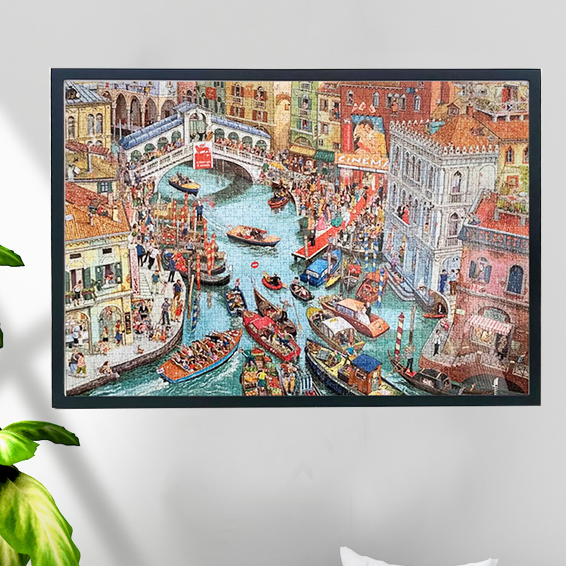 Crowded Canal 2000-Piece Jigsaw Puzzle Frame Puzzle Framing 9769 Metal Photo Frame Framing Solid Wood Photo Frame