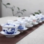 3,8 men lớn trong sứ trắng xanh ba bát bát trà bát trà chuẩn bị trà bát kung fu bộ trà bát lớn kích thước đặc biệt - Trà sứ bộ trà đạo