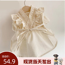 (laughs and laughs) Inwind Han version Pet Clothing Handmade Cotton Lace Lace Lace Princess Dresses Spring Summer New