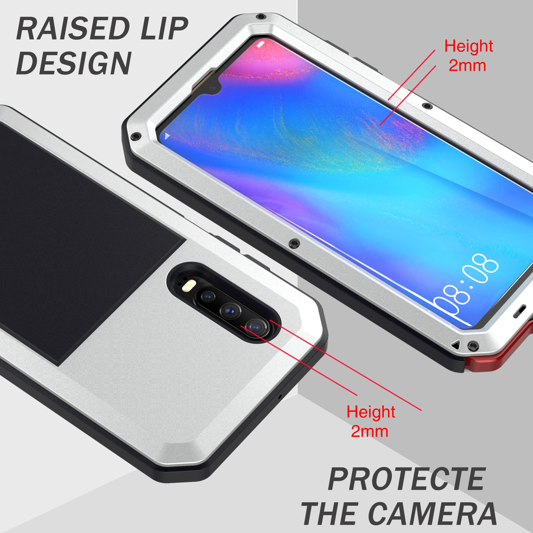 Applicable Huawei mate20pro mobile phone protective shell metal P30 three anti-p30pro silicone protective sheath mate20 anti-fall
