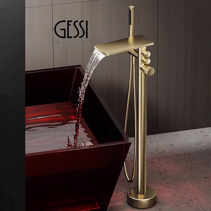 Italian Gessi Freestanding Bathtub Waterfall Faucet High-End Hot and Cold Dual-Control Shower Column Faucet