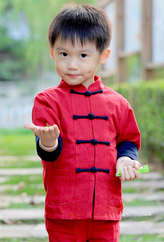 New pure cotton children Tang suit Han clothes boy Spring and autumn style clothes performance dress Out of suit Exam jacket jacket