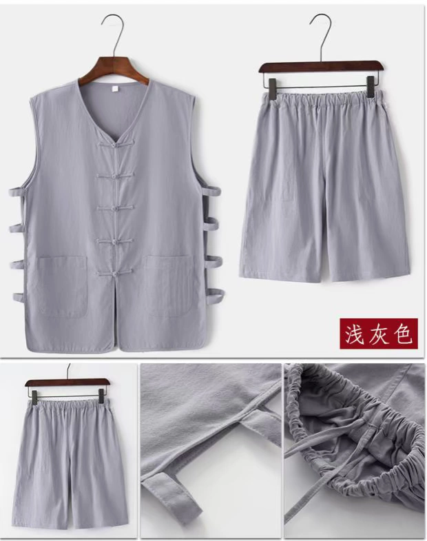 Phong cách Trung Quốc Tang nam vest vest mồ hôi Ma Hao cotton mùa hè và vải lanh áo sơ mi cũ áo vest Trung Quốc phong cách quốc gia nút gió - Áo vest cotton