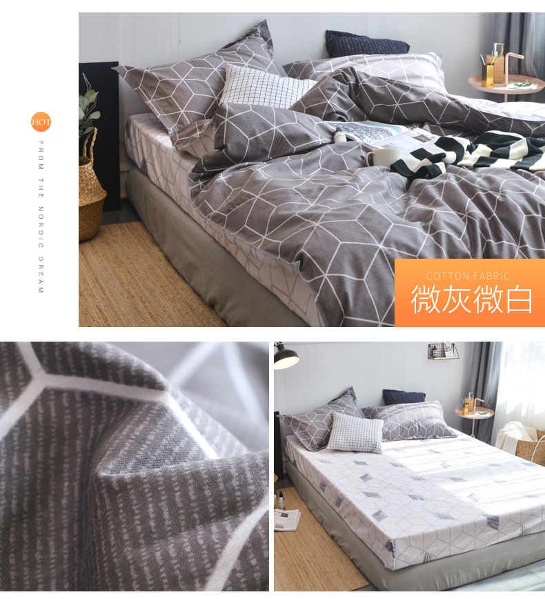 Đơn giản cotton bốn mảnh bộ tươi đôi quilt cover quilt giường đơn giản cotton ký túc xá ba mảnh đặt 1.51.8 m giường chan ga goi