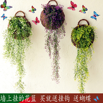 Wall hanging flower basket wall hanging flower pot pendant balcony kindergarten flower arrangement hanging basket simulation flower succulent green plant wall decoration
