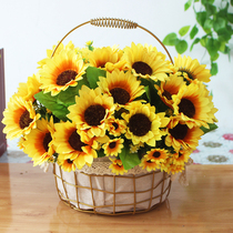 Simulation sunflower sunflower hand bouquet fake flower silk flower home decoration childrens hand iron flower basket living room ornaments