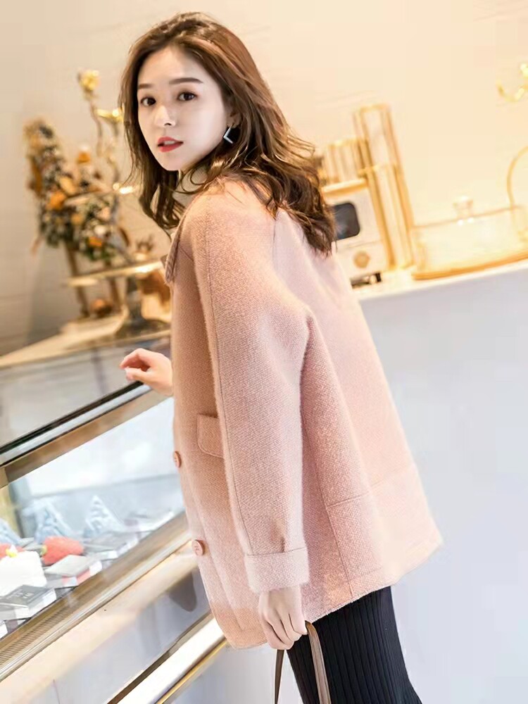 European Standing Water Mink Suede Jacket Woman Short 2022 Autumn Winter New easy Han version Little Doll Collar Blouse