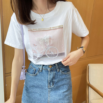 Europe Station White Short Sleeve T-Shirt Woman 2022 Summer New Fashion Loose Korean version printed half sleeve blouses
