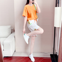European Station White Sports Suit Women Summer 2022 New Fashion Foreign Air Casual Short Sleeve Shorts Two Sets