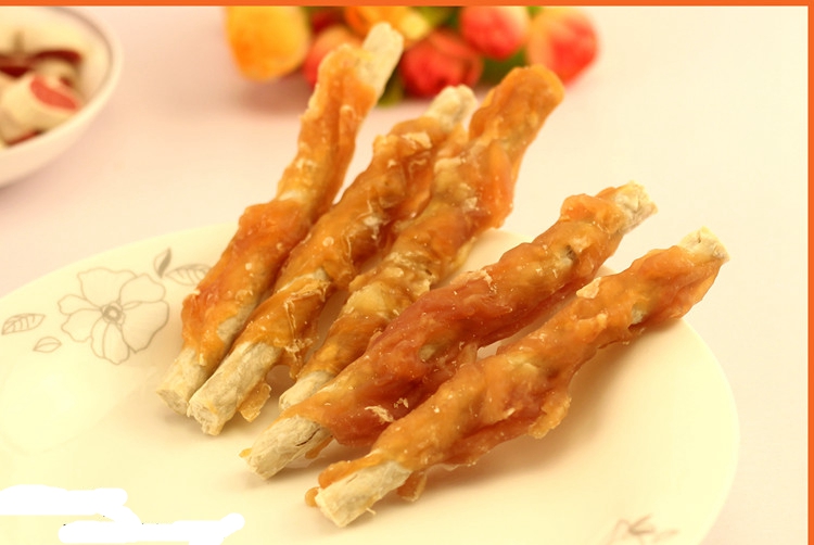 Pet Snacks Gà Quấn quanh Rau Gậy Làm sạch Răng Khử mùi Chó Ăn vặt Chó Nhai Molar Thú cưng Nhai 500g thức ăn cho chó con 2 tháng tuổi