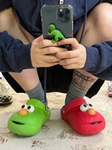 Genuine Sesame Street mandarin duck hole shoes women wear cute ins tide thick bottom Baotou slippers lazy people stepping on shit feeling