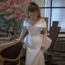 French light wedding dress Super Senson is a sexy one-shoulder bride's wedding dress in 2022