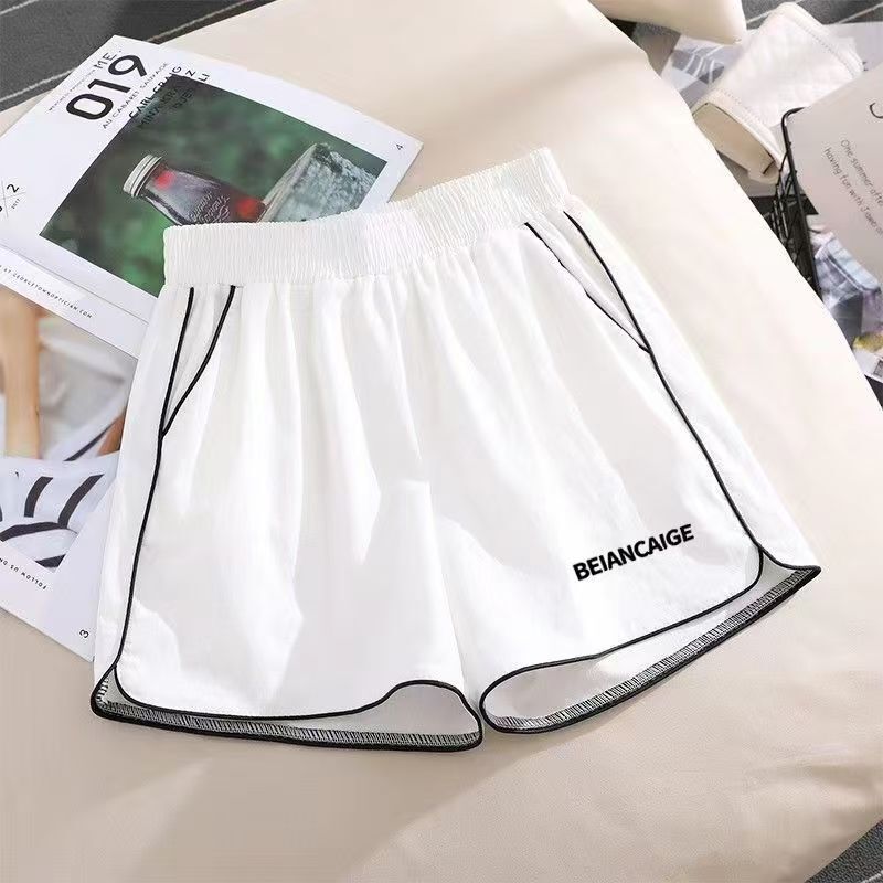 Women's Summer Sports Shorts, Loose High-Waisted, Slimming White Ice Silk Quick-Dry Casual Running Wide-Leg Hot Pants for Students