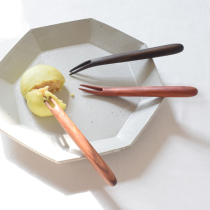 Shansher -- fruit fork original handmade wood creative cute suit Japanese style home sweet fork fruit sign