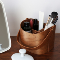 Curved handle basket (mountain house selection)Solid wood handmade Japanese storage basket Desktop sundries storage box basket