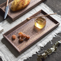 The Mountain Sheer) Corrugated Tray Living Room Refreshment Fruit Tray Containing Pan Solid Wood Rectangular Tea Tray