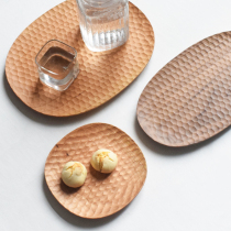 Shanshe Shu melon plate original handmade wooden snack snack tea plate Oval plate honeycomb wood plate