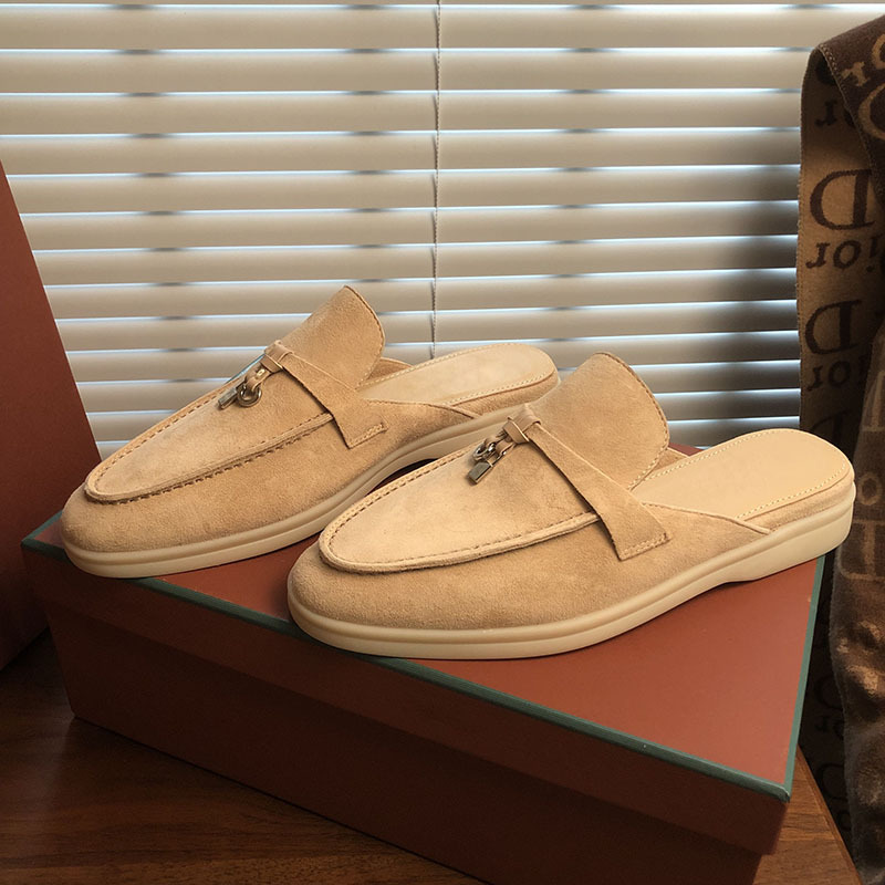 Lp Loafers Are Super Popular and Beautiful, Closed-Toe Slip-Ons for Women, High-End Slip-On Mules in the Old Money Style, Men's Slippers