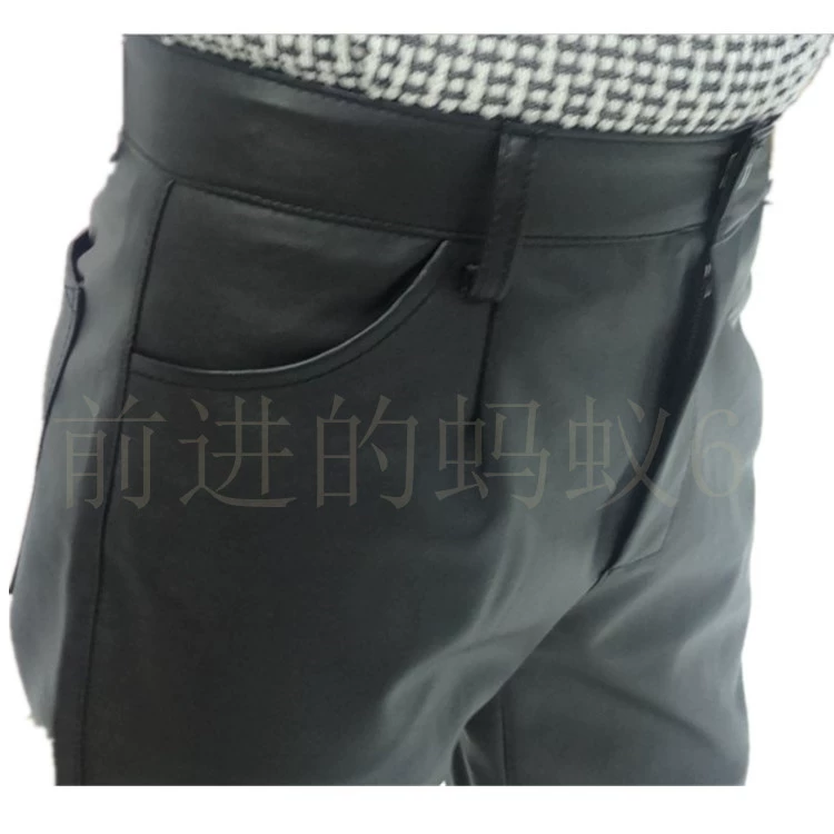 Không thấm nước và oilproof windproof yếm quần dụng cụ PU leather đầu máy tự động sửa chữa giết mổ trung niên nam giới và phụ nữ quần da bình thường quần da lộn cho nam