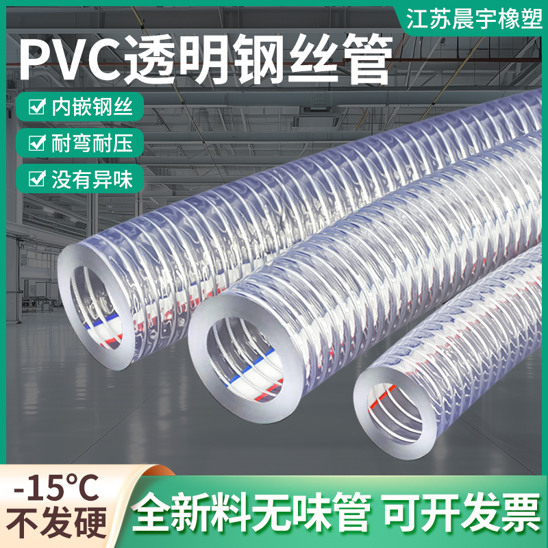 Pvc Steel Wire Hose Transparent Plastic Oil Pipe 1.0inch 123inch High-Pressure High-Temperature Resistant Thickened Explosion-Proof Drainage Pipe
