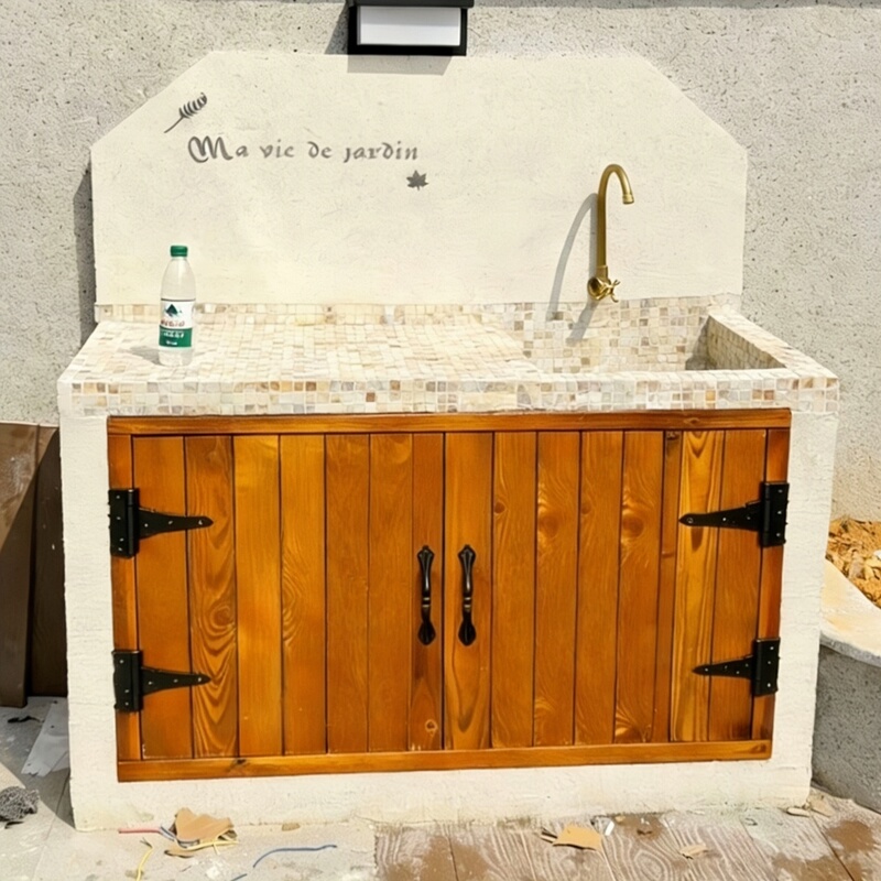 Thickened Solid Wood Outdoor Washbasin Cabinet Door, Courtyard Storage, Garden Balcony Cabinet Door, Anti-Corrosion and Moisture-Proof Thickened Solid Wood Outdoor Washbasin Cabinet Door, Courtyard Storage, Garden Balcony Cabinet Door, Anti-Corrosion and Moisture-Proof