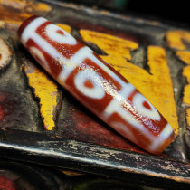 Tibetan red meat Buddha heart nine-eyed old dzi beads agate ethnic style men and women necklace pendant back cloud pendant accessories