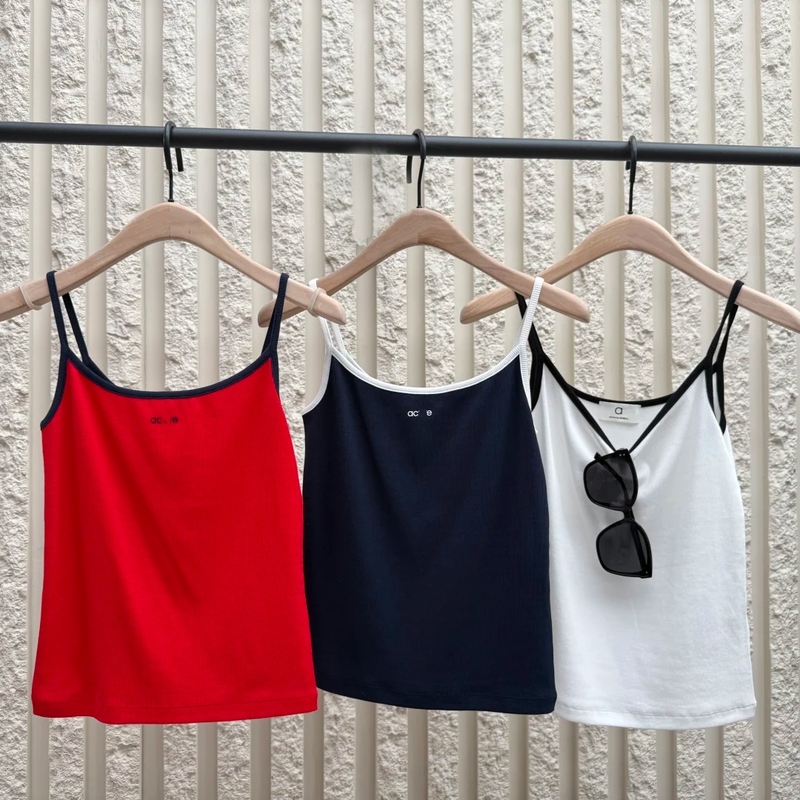 [a Series] Authentic 2026 Summer New Product Xinjiang Cotton Retro Color-Blocking Vest with Straps Mbf2Vet014