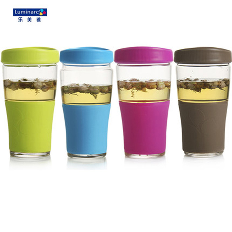 Lemeja tempered glass mug heat resistant portable creative travelling cup lovers thermal insulation water glass with lid tea cup home