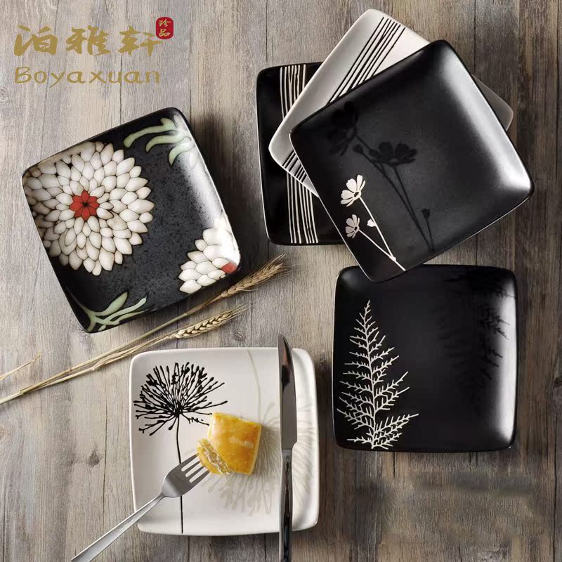 Poya Xuan Japanese creative ceramic plate household plate with pastel high color tableware disc combination