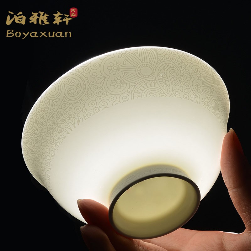 Porya Xuan Bowl Home Ceramic Bowl Small Soup Bowl Single Porcelain Bowl Chinese Relief Rice Bowl Nordic Bone Porcelain Tableware