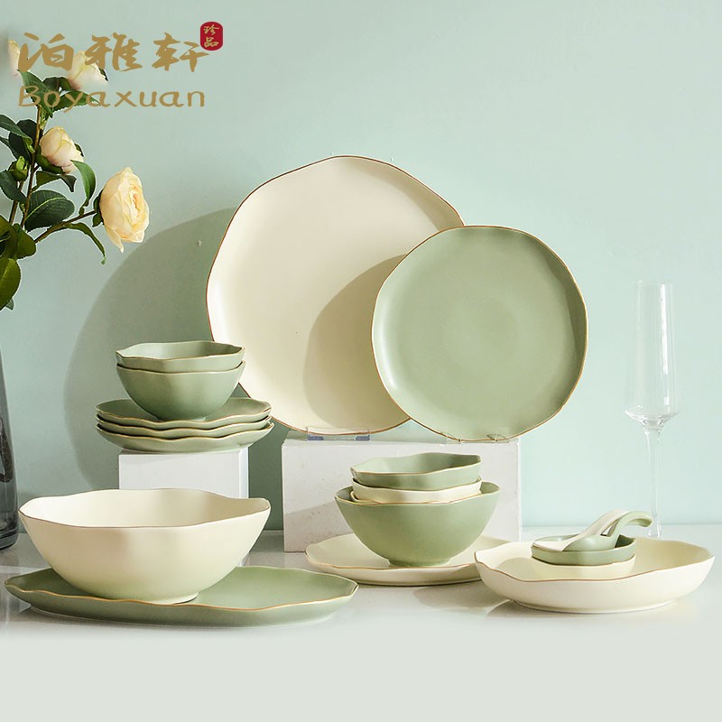 Poya Xuan Day Style Dishes Suit Home Light Lavish Cutlery Bowls Trays Trays Creativity Nordic Ceramic Rice Bowls and Chopsticks Gifts