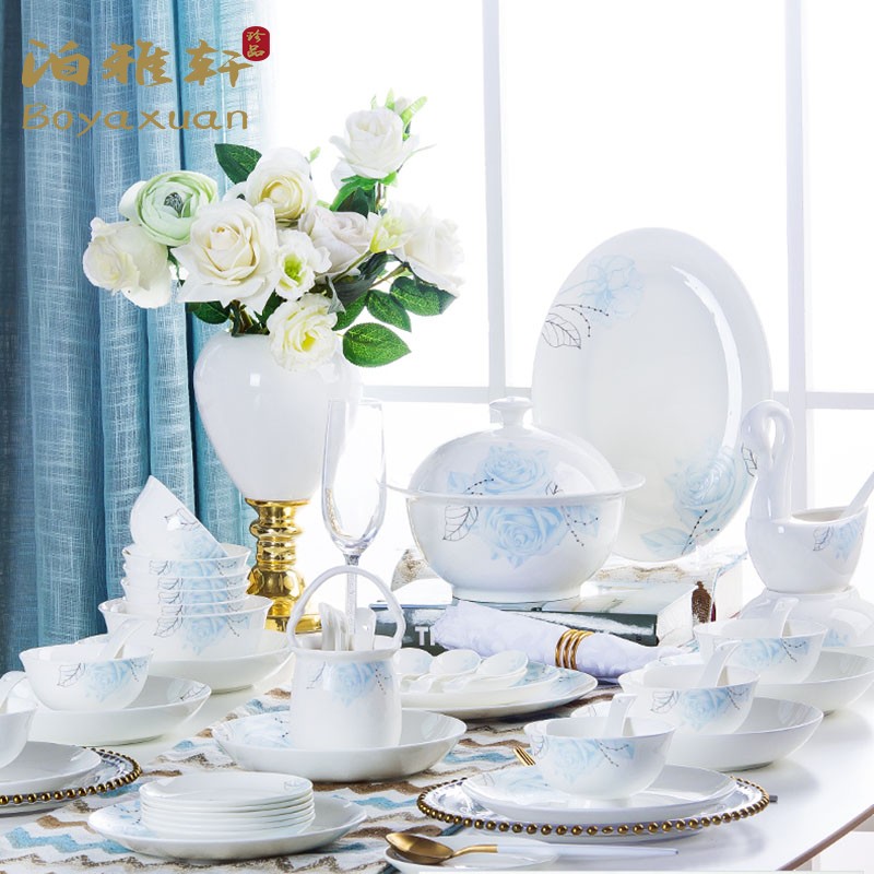 Bowls disc suit Home Nordic minimalist light extravaganza Porcelain Bone China Porcelain Cutlery Cutlery Bowl Tray Combined Jo Relocation Gift