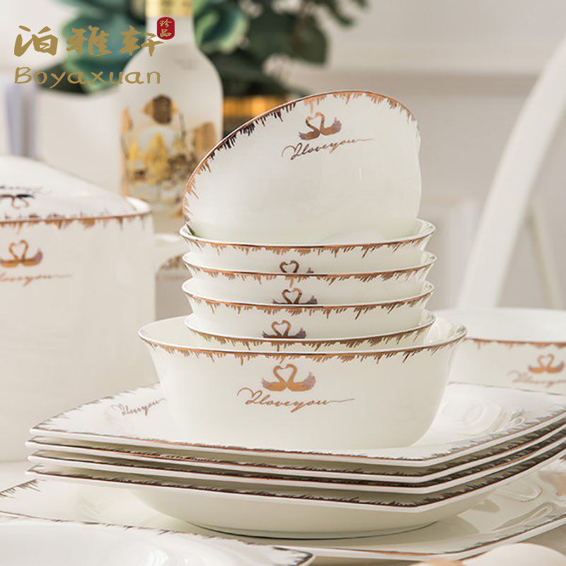 Bowl Home Bone China Porcelain Creative Steak Tray Trays Pan Dishes Eurostyle Light Lavish Ceramic Cutlery Cutlery Sets Bowls Dish Bowl