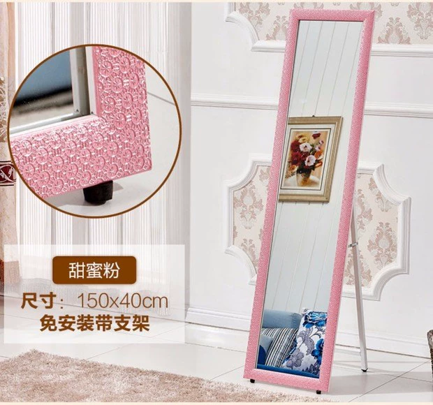 Gương gia đình châu Âu gương gỗ rắn ba chiều cơ thể đứng gương phòng ngủ phù hợp gương mặt đất áo gương - Gương