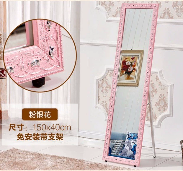 Gương gia đình châu Âu gương gỗ rắn ba chiều cơ thể đứng gương phòng ngủ phù hợp gương mặt đất áo gương - Gương